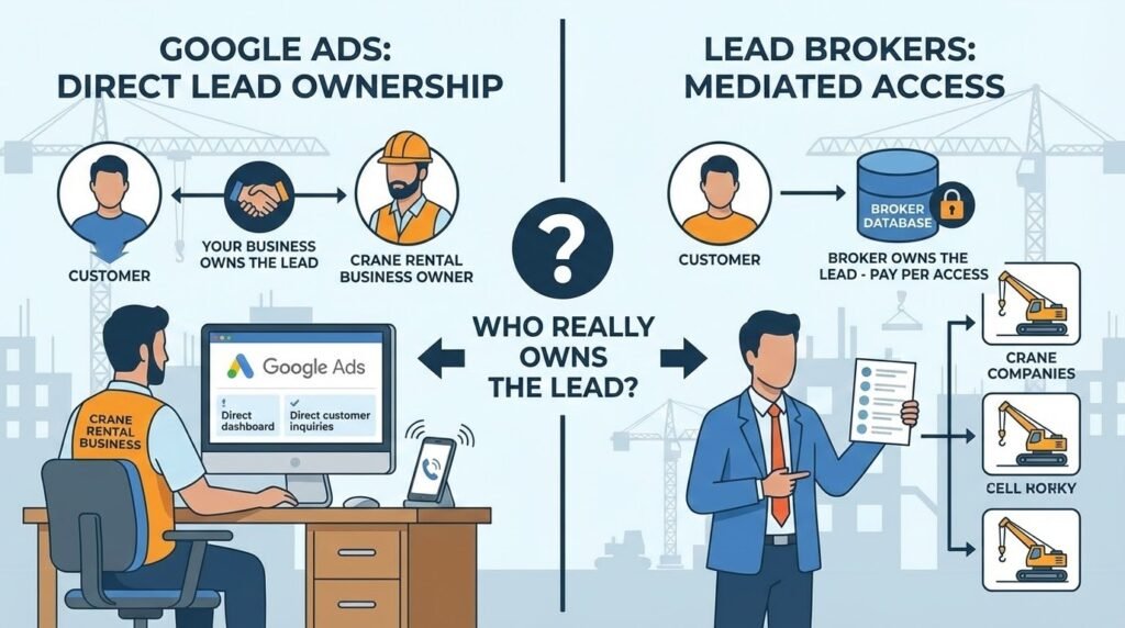 Google Ads vs Lead Brokers for Crane Rentals: Who Really Owns the Lead?